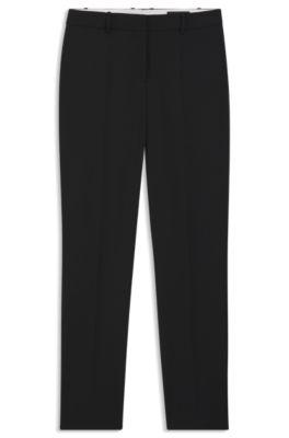 boss regular-fit trousers in virgin wool - black women's formal pants