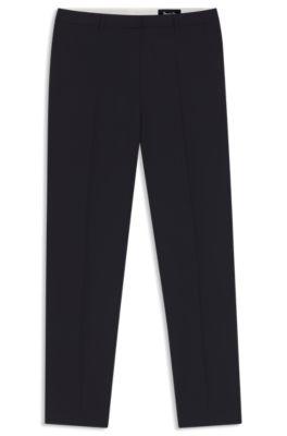 boss regular-fit trousers in virgin wool - dark blue women's formal pants