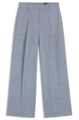 boss regular-fit trousers in virgin wool - light blue women's formal pants