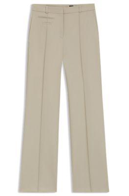 boss regular-fit trousers in virgin-wool twill - light beige women's formal pants
