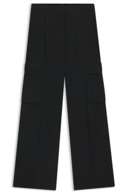 boss regular-fit trousers with cargo pockets - black women's formal pants