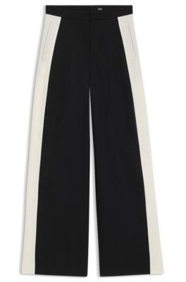 boss regular-fit trousers with colour-blocking - black women's formal pants