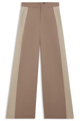 boss regular-fit trousers with colour-blocking - light brown women's formal pants