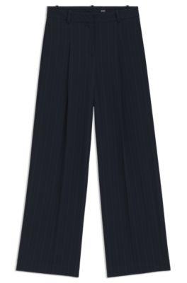 boss regular-fit trousers with pinstripe - dark blue women's formal pants