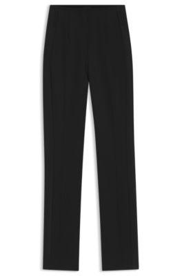 boss regular-fit tuxedo trousers in virgin-wool twill - black women's formal pants