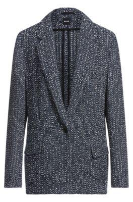 boss relaxed-fit blazer in two-tone crochet tweed - blue women's suits