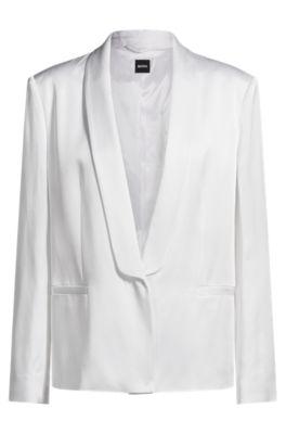 boss relaxed-fit blazer with shawl lapels - white women's suits