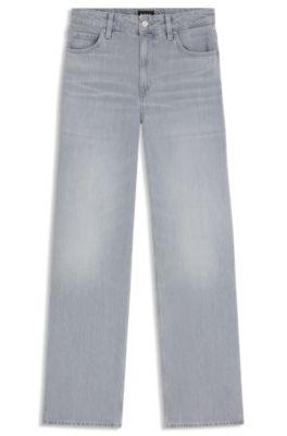 boss relaxed-fit jeans in grey-blue denim - dark grey women's pants