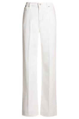 boss relaxed-fit jeans in white egyptian-cotton denim - white women's pants