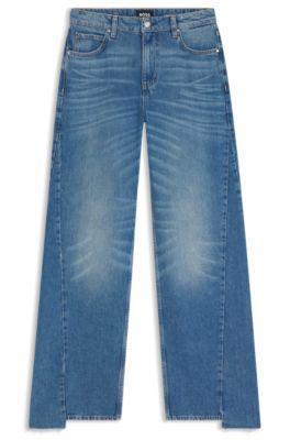 boss relaxed-fit jeans with stepped hems - dark blue women's pants