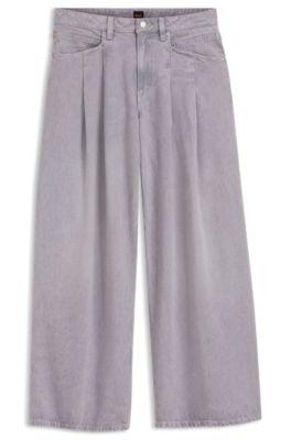boss relaxed-fit jeans with wide leg - light grey women's pants