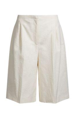 boss relaxed-fit shorts in italian bouclé - white women's pants