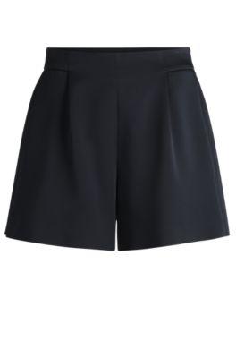 boss relaxed-fit shorts with front pleats - dark blue women's formal pants