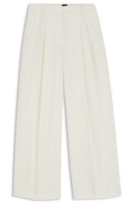 boss relaxed-fit trousers in a wool blend - white women's formal pants
