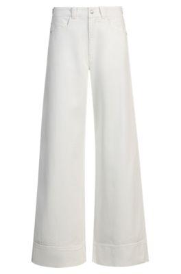 boss relaxed-fit trousers in cotton twill - white women's pants