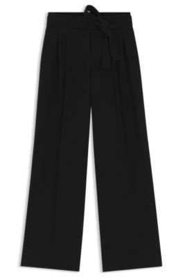 boss relaxed-fit trousers in crease-resistant crepe - black women's formal pants