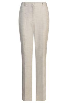 boss relaxed-fit trousers in melange stretch fabric - light beige women's formal pants