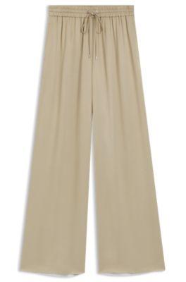 boss relaxed-fit trousers in satin - light beige women's formal pants
