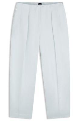 boss relaxed-fit trousers in soft sateen - light blue women's formal pants