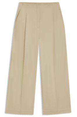 boss relaxed-fit trousers in stretch cotton - light beige women's formal pants