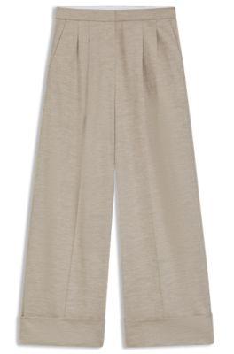 boss relaxed-fit trousers in virgin wool - light brown women's formal pants