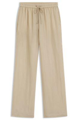 boss relaxed-fit trousers with drawcord waist - light beige women's casual pants