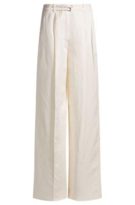 boss relaxed-fit trousers with wide leg - white women's formal pants