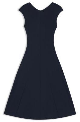 boss seam-detail dress in matte jersey - dark blue women's jersey dresses