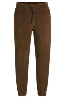 boss selected by beckham stretch-corduroy tracksuit bottoms- light green men's jogging pants