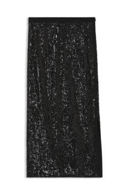 boss sequin-embellished skirt with lustrous inserts - black women's casual skirts
