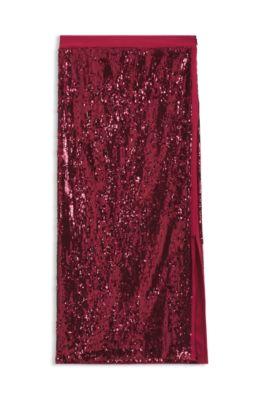 boss sequin-embellished skirt with lustrous inserts - dark red women's casual skirts