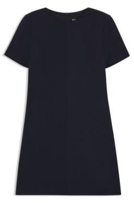 boss shift dress in soft crepe - dark blue women's business dresses