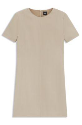 boss shift dress in soft crepe - light beige women's business dresses