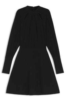 boss skater-style dress with lace-stitch detailing - black women's knitted dresses