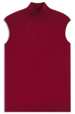 boss sleeveless top in merino wool with mock neck - dark red women's all clothing