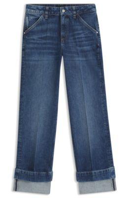 boss slim-fit jeans in indigo stretch denim - dark blue women's pants