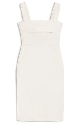 boss slim-fit jersey dress with layered detail - white women's midi dresses