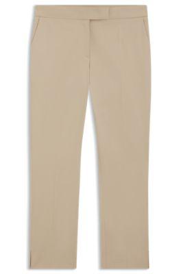 boss slim-fit trousers in stretch cotton - light beige women's formal pants