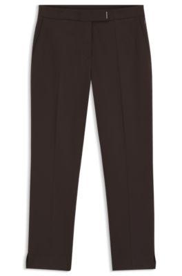boss slim-fit trousers in stretch jersey - dark brown women's formal pants