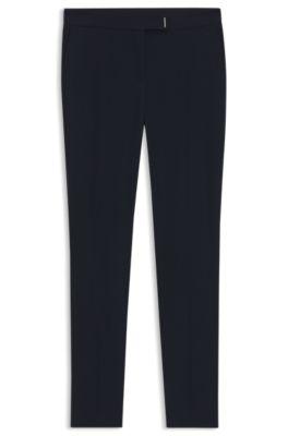 boss slim-fit trousers with hem slits - dark blue women's formal pants