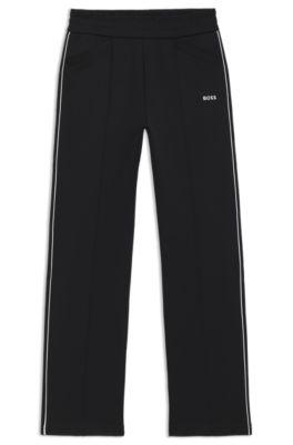 boss straight-fit tracksuit bottoms with contrast piping and logo - black women's pants