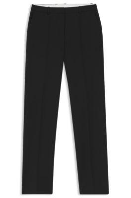 boss straight-leg trousers in virgin wool - black women's formal pants