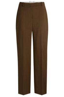 boss straight-leg trousers in wool - light brown women's formal pants