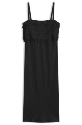boss strappy dress with laser-cut shapes - black women's midi dresses