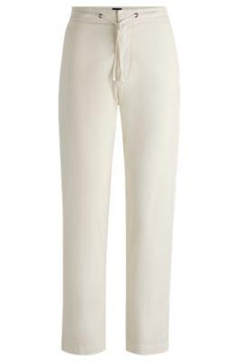 boss stretch-cotton trousers with drawcord waist - white women's pants