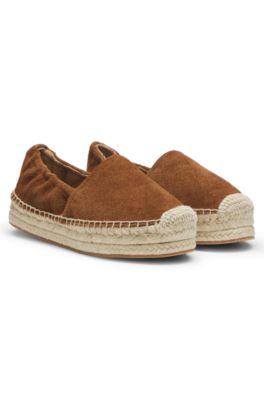 boss suede espadrilles with jute midsole - brown women's shoes