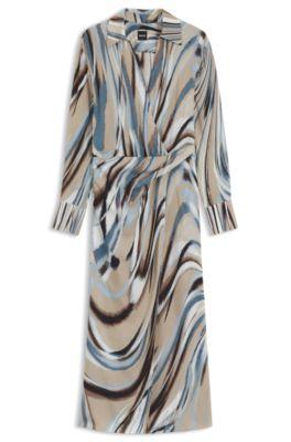 boss swirl-print dress with wrap front - patterned women's business dresses
