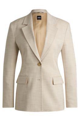 boss tailored jacket in melange stretch fabric - light beige women's suits