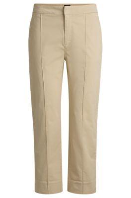 boss tapered-fit chinos in stretch-cotton satin - light beige women's pants