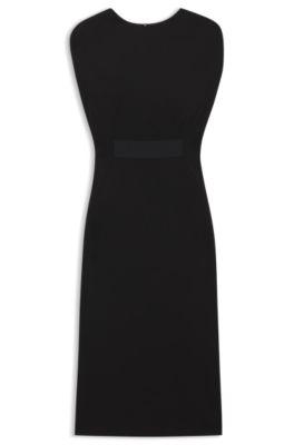 boss waistband-detail dress in stretch jersey - black women's business dresses